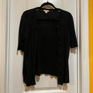 Black short sleeved cardigan